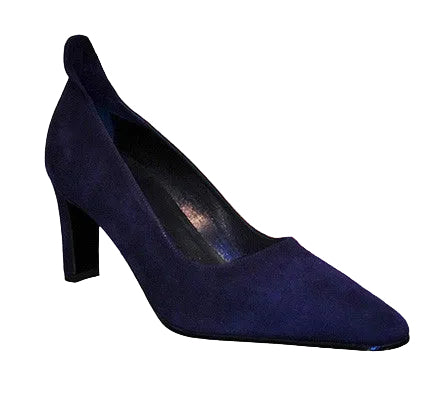 3244-Camo Suede Pump Donker Blauw