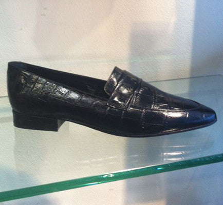 3445-Cocco Nero Leren instapper met platte hak Zwart