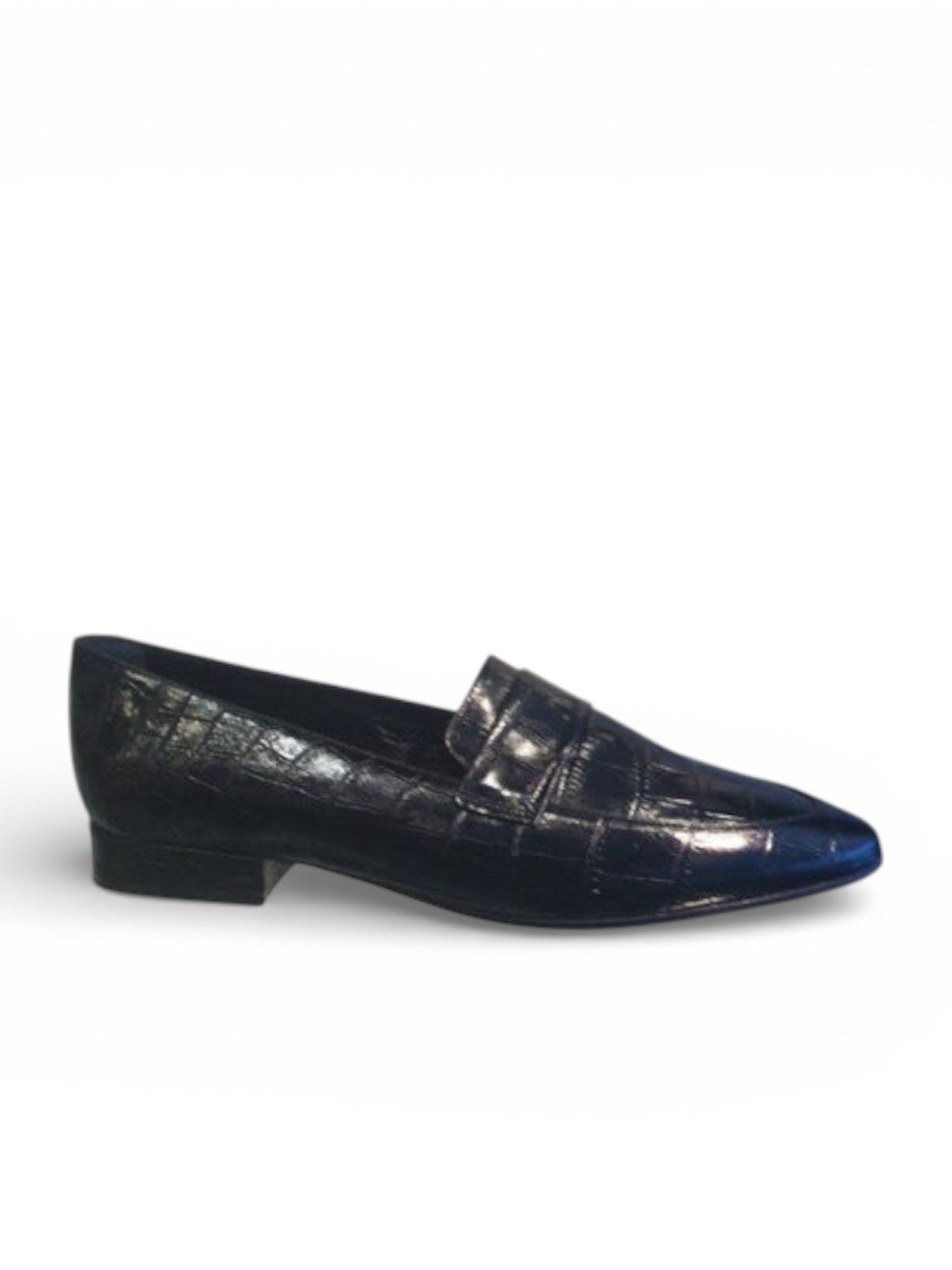 3445-Cocco Nero Leren instapper met platte hak Zwart