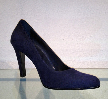 3282-Camo Suede Pump Donker Blauw