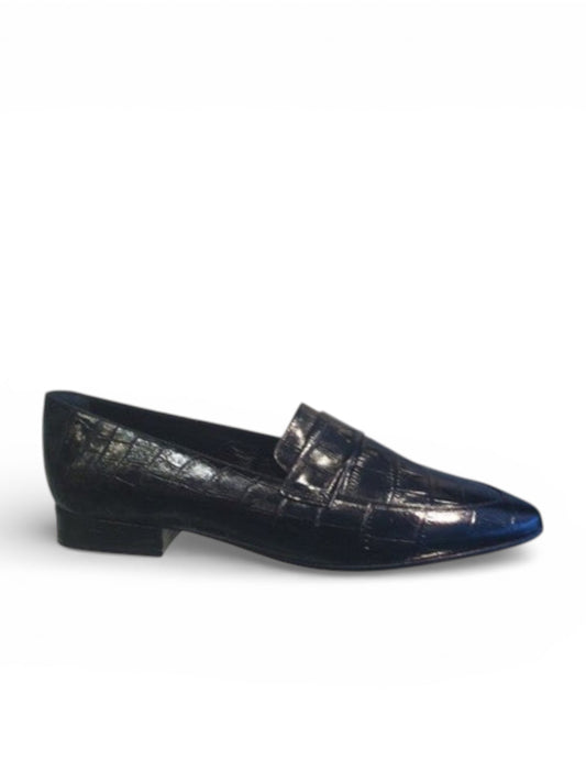 3445-Cocco Nero Leren instapper met platte hak Zwart