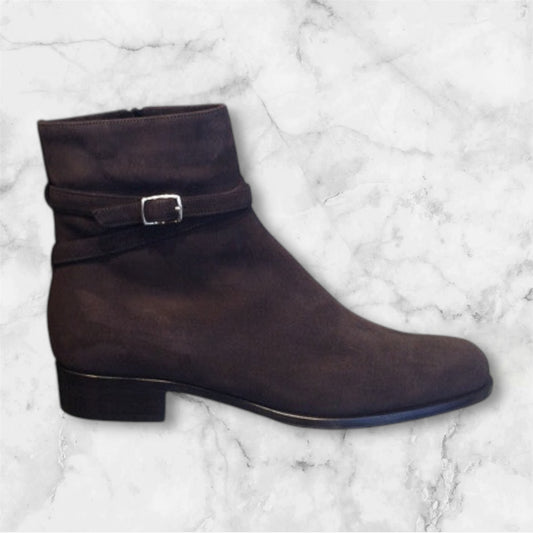 3322-Camo Suede Enkellaars Donker Grijs