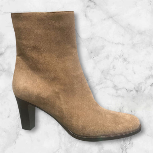3268-Camo Suede Enkellaars met hak Fango